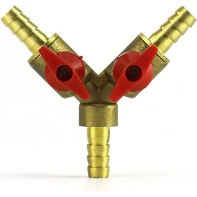 QWORK 3-Wege Schlauchverbinder mit Kugelhahn, Messing, 8mm Außendurchmesser