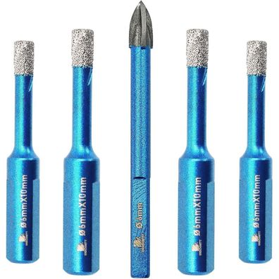 Brschnitt Diamantbohrer Set 6mm - 5tlg. Lochsäge für Fliesen, Keramik, Granit
