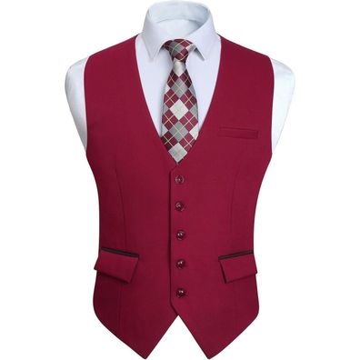 Hisdern Herren Anzugweste Elegant Klassisch Einfarbig Casual Businessweste für