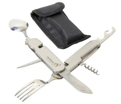Camping Besteck im Taschenmesser Format klein leicht praktisch. Messer Gabel Löffel