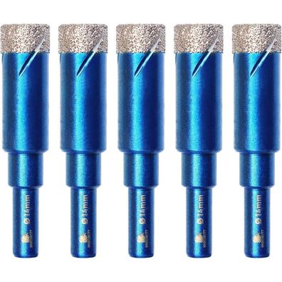 Brschnitt Diamant Trockenbohrer 14mm - 5er Set Bohrkrone für harte Fliesen