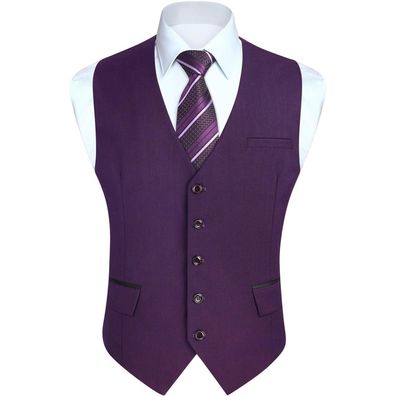 Hisdern Herren Anzugweste Elegant Klassisch Einfarbig Casual Businessweste mit
