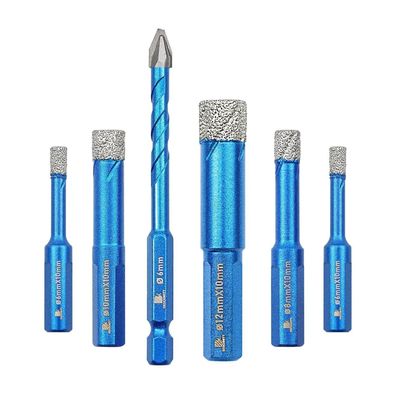 Brschnitt Diamantbohrer Set 6 Stück, 1/4"-1/2", Dreikantschaft Lochsäge für