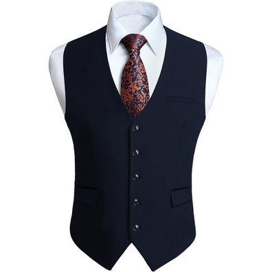 Hisdern Herren Anzugweste Elegant Klassisch Einfarbig Casual Business Formell