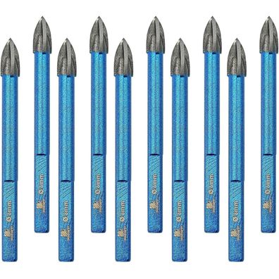 Brschnitt 10tlg. Fliesenbohrer Set 6mm Hartmetallbohrer für Keramik, Fliesen