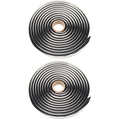 QWORK 2 Stück Butylrundschnur Schwarz, 9.5 mm Durchmesser x 4m, für