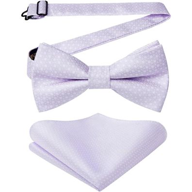 Enlision Herren Fliege mit Einstecktuch Set - Vorgebundene Schleife in Flieder