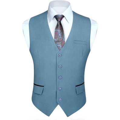 Hisdern Herren Anzugweste Elegant Klassisch Einfarbig Casual Businessweste