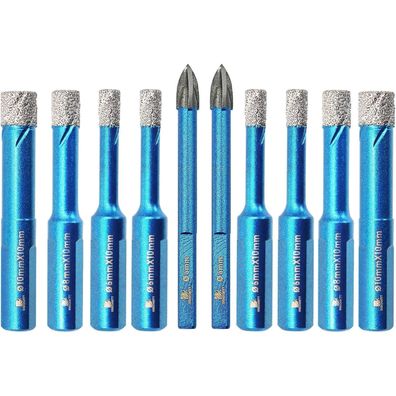Brschnitt Diamantbohrer Set 10tlg. 6/8/10mm - Lochsäge für Fliesen, Keramik