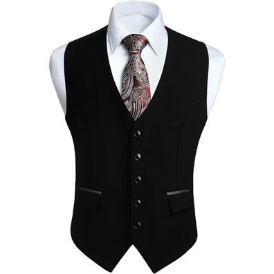 Hisdern Herren Anzugweste Elegant Klassisch Einfarbig Casual Businessweste