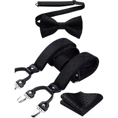 Hisdern Herren Hosenträger Set 3,5 cm mit 6 starken Clips, Y-Form, elastisch
