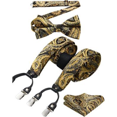 Hisdern Hosenträger Herren 3,5 cm 6 Clips Y-Form Elastisch Längenverstellbar