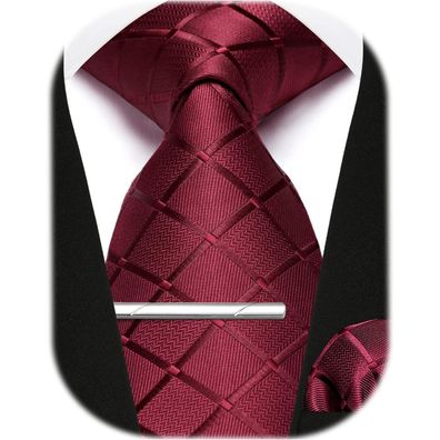 Enlision Herren Krawatten-Set mit Einstecktuch und Krawattennadel, Paisley