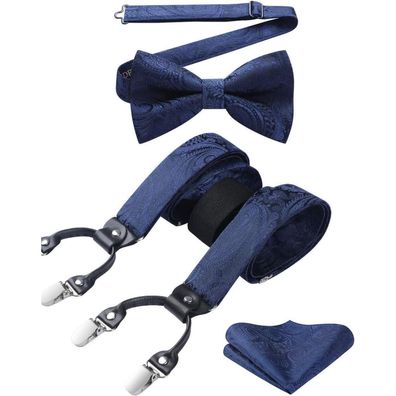 Hisdern Hosenträger Herren 3,5 cm mit 6 Clips, Y-Form, elastisch