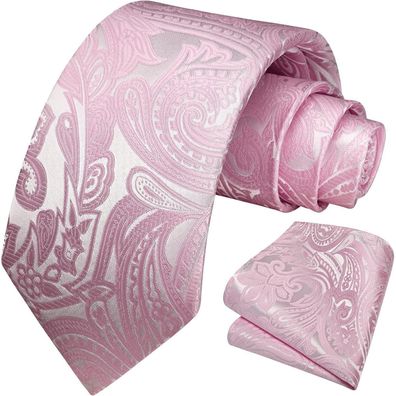 Hisdern Herren Krawatten Set mit Einstecktuch - Paisley Design, Verschiedene