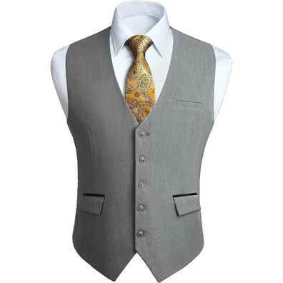 Hisdern Herren Anzugweste Elegant Klassisch Einfarbig Casual Business Formell