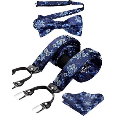 Hisdern Herren Hosenträger 3,5 cm mit 6 starken Clips, Y-Form, elastisch, 130
