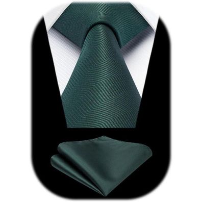 Hisdern Krawatten Set für Herren - Klassisch, Elegant, Dunkelgrün - Mit