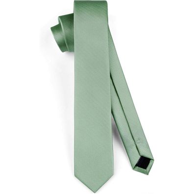 Hisdern Schmale Seidenkrawatte für Herren, klassisch, formell, 6cm, Dunkelgrün