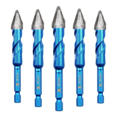 Brschnitt Exzenterbohrer 1/2" (12mm) Schräger Kopf - 5 Stück für Fliesen, Glas