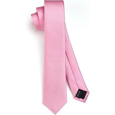 Hisdern Schmale Seidenkrawatte für Herren, klassisch, formell, 6cm, D-Pink-01