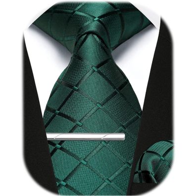 Enlision Herren Krawatten- und Einstecktuch-Set mit Krawattennadel