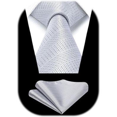 Hisdern Krawatten Set für Herren - Klassisch, Elegant, Silbergrau - Mit