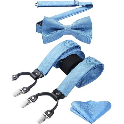 Hisdern Hosenträger Herren 3,5 cm Y-Form mit 6 Clips, elastisch, 130 cm, Fliege