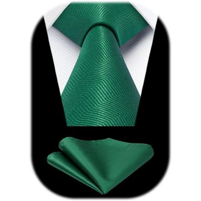 Hisdern Herren Krawatte mit Einstecktuch Set - Klassisch, Elegant, Grün