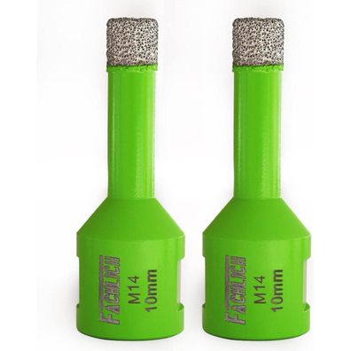 Fachlich Diamant-Bohrkronen 2x 10mm Vakuumgelötet M14 für Fliesen, Granit