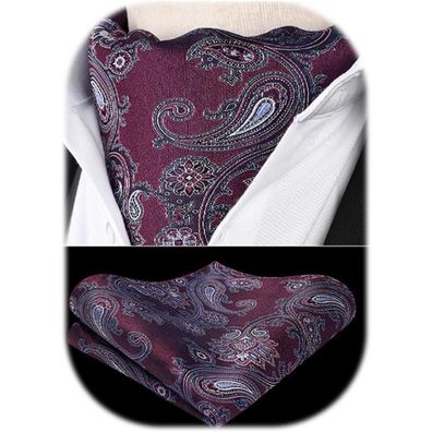 Hisdern Herren Krawattenschal Paisley Ascot Krawatte Halstuch und Einstecktuch