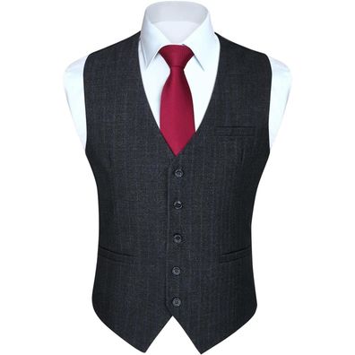 Hisdern Karierte Herren Weste aus 100% Baumwolle, klassisch, für Hochzeit und
