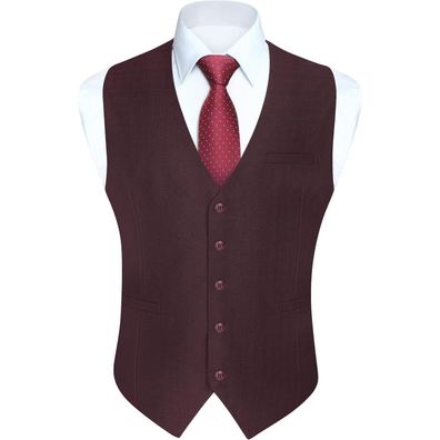 Hisdern Herren Anzugweste aus Baumwolle, V-Ausschnitt, Elegant, für Business