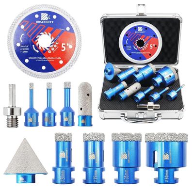 Brschnitt Diamantbohrer Set 6-50mm mit Fingerfräser und Adapter für Fliesen