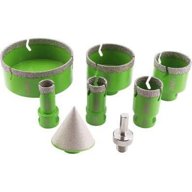 Fachlich Diamant Fliesenbohrer Set 8tlg. 20-100mm Lochsäge mit Fingerfräser