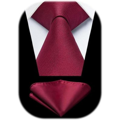 Enlision Krawatten Set Herren Einfarbig Klassisch mit Einstecktuch für Business