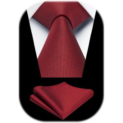 Enlision Krawatten Set Herren Einfarbig Klassisch mit Einstecktuch für Business