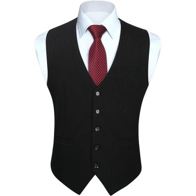 Hisdern Herren Anzugweste Klassisch Retro Baumwolle V-Ausschnitt Elegant