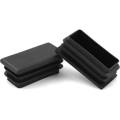 QWORK 10 Stück Rechteck Kunststoff-Endkappen Schwarz 2.5 x 5cm für