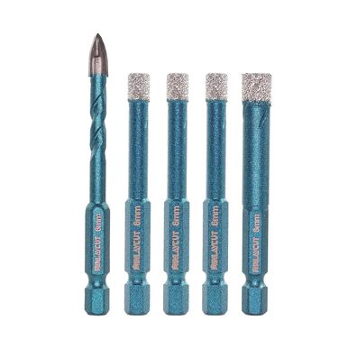 Minlaycut Diamantbohrer Set 5-teilig 6/6/6/8mm+6mm für Fliesen, Keramik