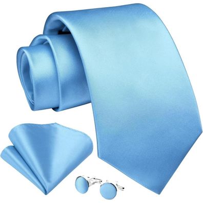 Enlision Herren Krawatten Set mit Einstecktuch und Manschettenknöpfen, Seide
