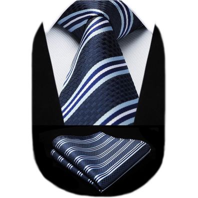 Hisdern Krawatten & Einstecktuch Set für Herren - Gepunktet, Klassisch