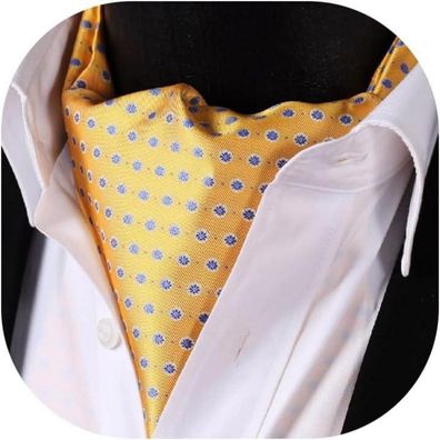 Hisdern Herren Krawattenschal Elegant Gepunktet Gelb-blau für Hochzeit