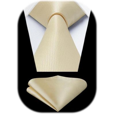 Enlision Krawatten Set Herren Einfarbig Klassisch Beige - Krawatte