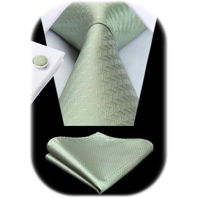 Enlision Herren Krawatten Set: Seide Krawatte, Einstecktuch & Manschettenknöpfe