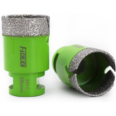 Fachlich Diamant-Bohrkronen 2 Stk. 38mm M14 Vakuumgelötet für Fliesen, Granit