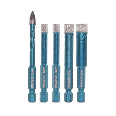 Minlaycut Diamantbohrer Set 5tlg. 6/6/8/10mm + 6mm Hartmetallbohrer für