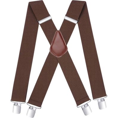 Hisdern Herren Hosenträger 5cm breit, X-Form mit 4 starken Metall Clips