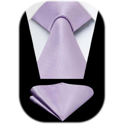 Enlision Herren Krawatten Set mit Einstecktuch, klassisch, einfarbig, Flieder