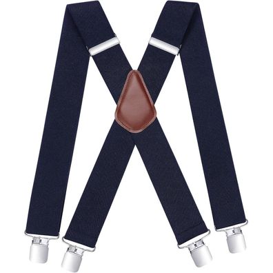 Hisdern Hosenträger für Herren, 5cm breit, X-Form, 4 starke Metall-Clips